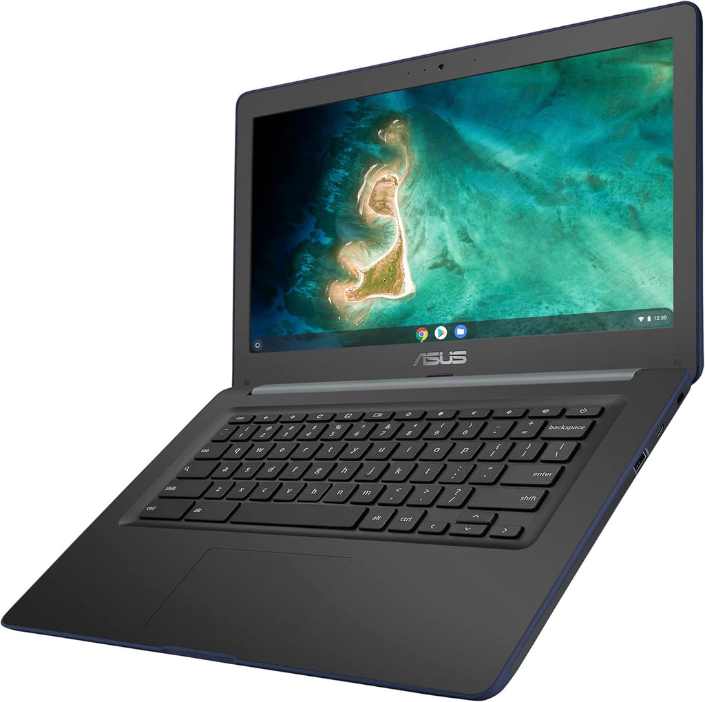 ASUS Chromebook C403 Rugged & Spill Resistant Laptop, 14.0" HD, Intel Celeron N3350 Processor, 4GB RAM, 32GB eMMC 810G Durability, Dark Blue, Chrome OS, C403NA-WS42-BL (Renewed)