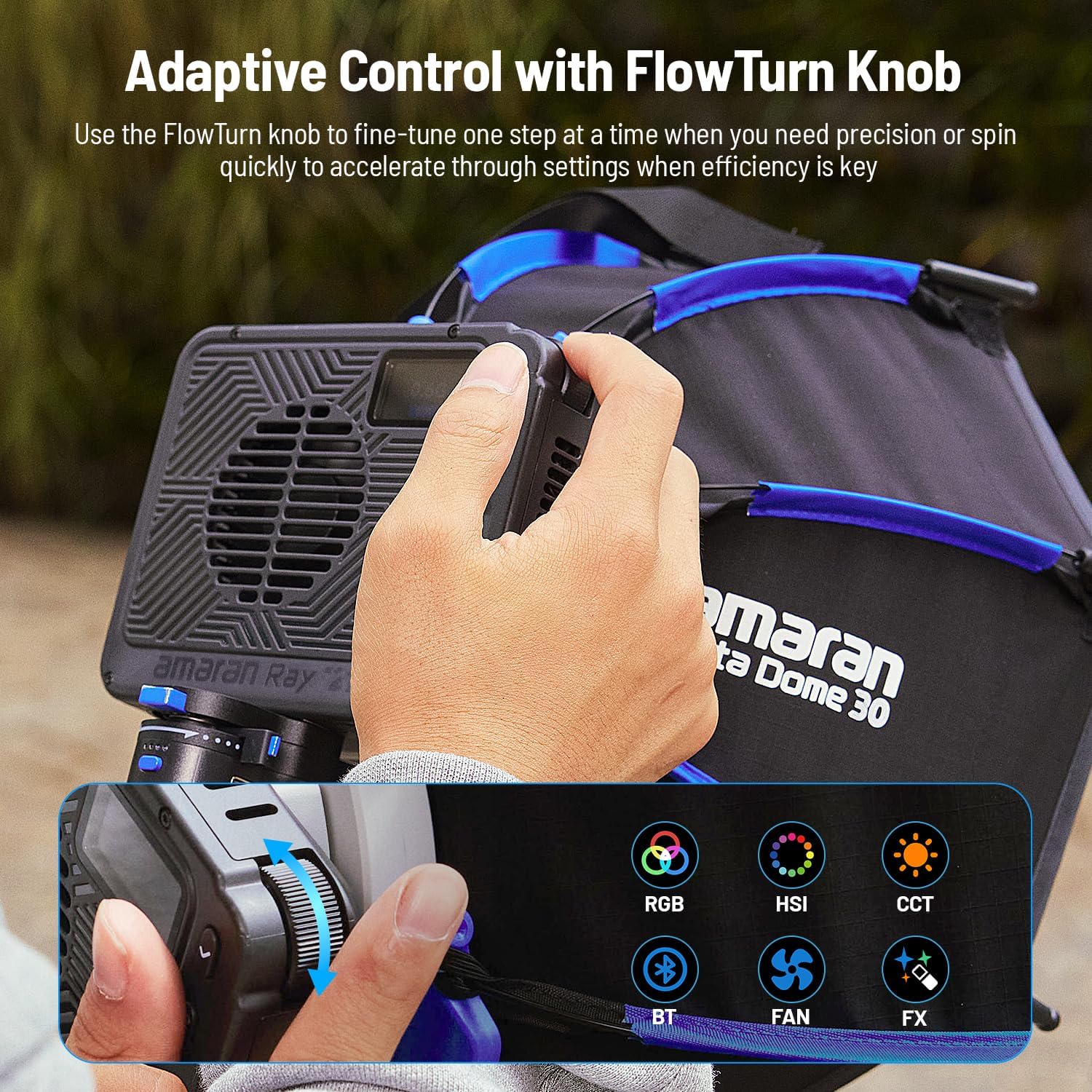 amaran Ray 120c RGB Video Light,120W Portable Studio Light IP54,CCT 1,800K-20,000K,APP Control Bowens Mount LED Lights for Photography w/Softbox Portable Bag (Ray 120c)