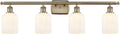 INNOVATIONS LIGHTING Ballston - Bridal Veil - 4 Light 35" Bath Vanity Light - Antique Brass Finish - Gloss White Shade