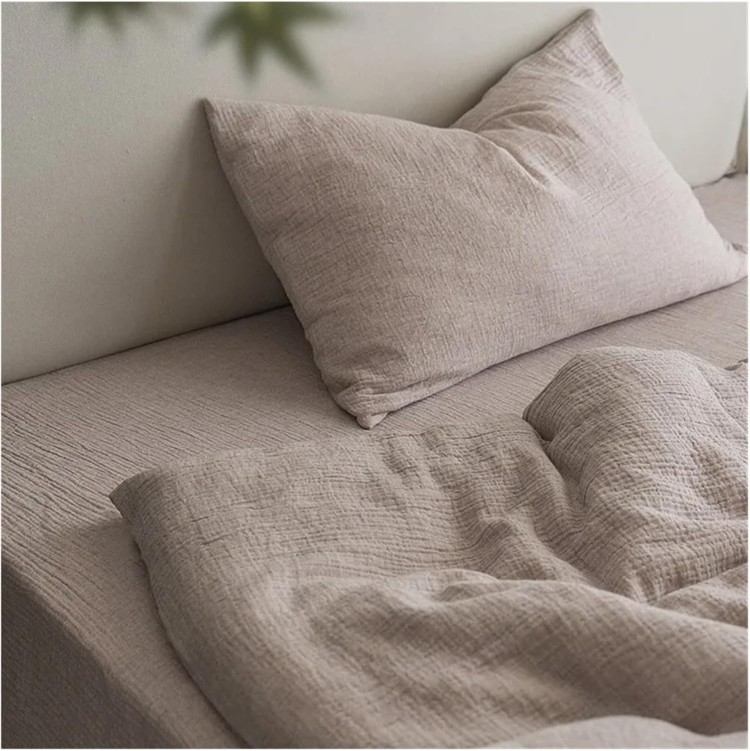 Natural Health Cotton and Linen Bedding Set Plain Color Super Soft Breathable Double Queen King Duvet Cover Bed Sheet Pillowcase,Bedding