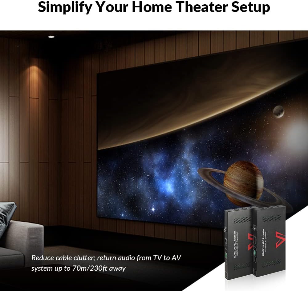 AV Access HDMI Extender with ARC Audio Return, 1080P Upto 230ft, 4K@60Hz HDR Upto 131ft, Extract Audio to Speakers or AVR, IR Control, HDBaseT for TV, Sound System, Home Theater (4KEX70-ARC-H2)