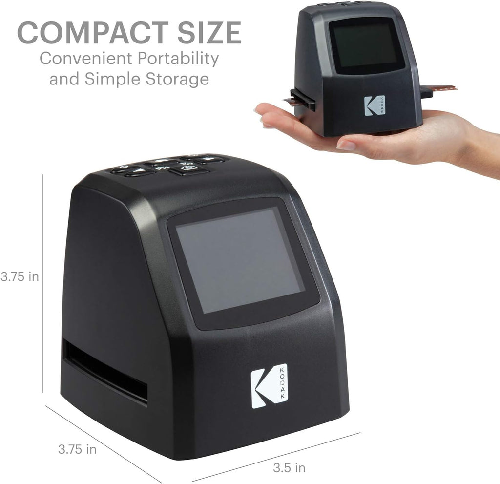 KODAK Mini Digital Film & Slide Scanner – Converts 35mm, 126, 110, Super 8 & 8mm Film to 22MP JPEG Images – Includes 2.4" LCD Screen & Easy-Load Adapters