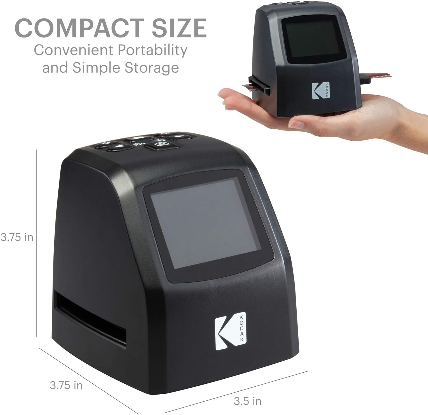 KODAK Mini Digital Film & Slide Scanner – Converts 35mm, 126, 110, Super 8 & 8mm Film to 22MP JPEG Images – Includes 2.4" LCD Screen & Easy-Load Adapters
