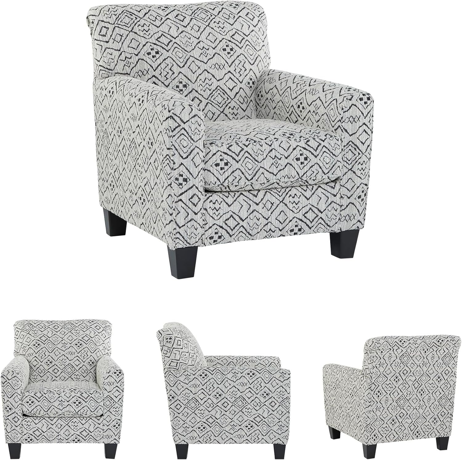Signature Design By Ashley Hayesdale Modern Accent Chair with Removable Cushions and Tapered Legs, Black & Gray