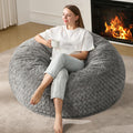 Hobestluk 4ft Bean Bag Chairs for Adults Large Beanbag Chair with Chevron Plush Fur Cover Big Bean Bag Chair for Living Room Bedroom Dorm Office - Grey (44” x 44” x 24”)