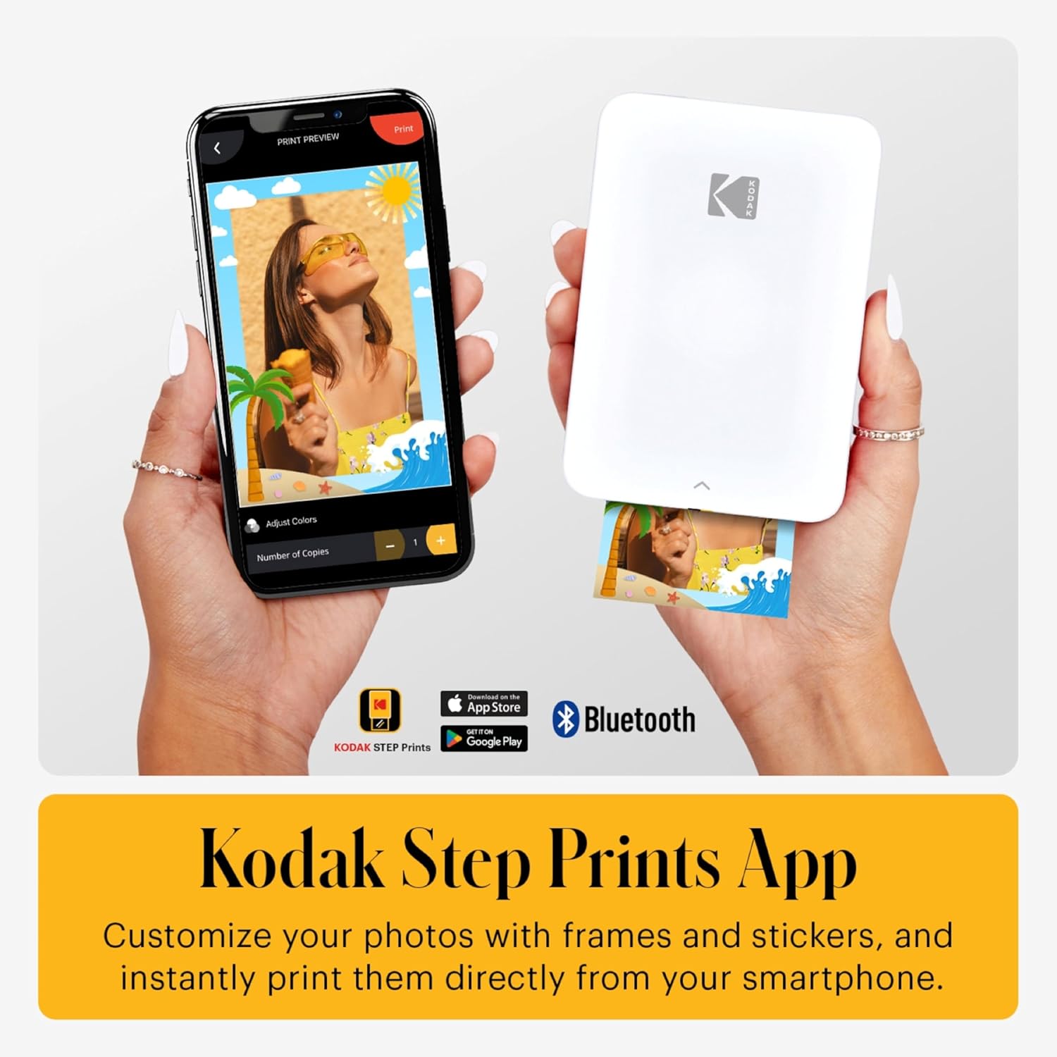 Kodak Step Slim Instant Mobile Photo Printer - Kit: 20 Pack Zink Paper, Case, Photo Album, Markers, Sticker Sets