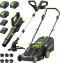 STEELITE 40V 17" Electric Lawn Mower & 12" String Trimmer & 500CFM Leaf Blower Combo Set, 3-in-1 Yard Care Kit with 3x4.0Ah Batteries & Dual Chargers