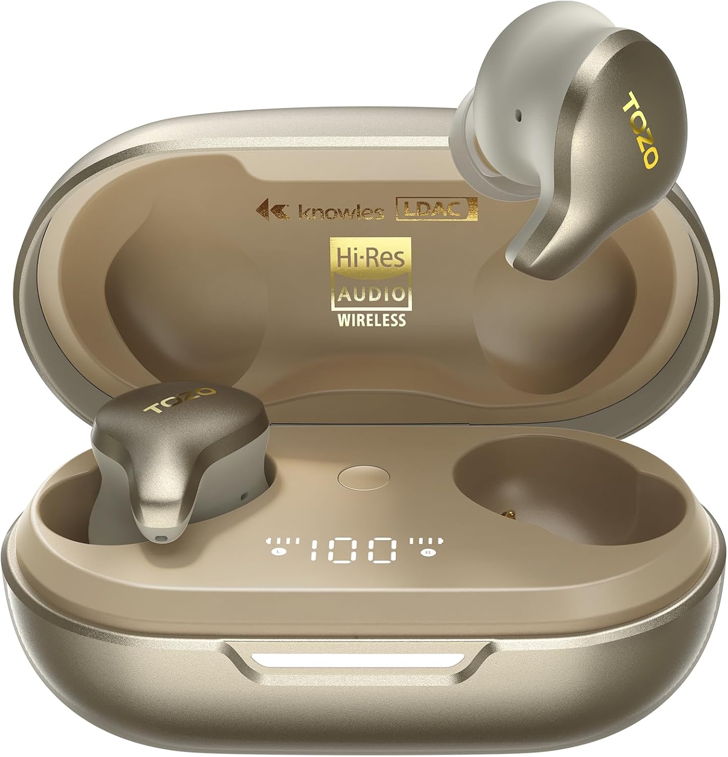TOZO Golden X1 Wireless Earbuds Balanced Armature Driver and Hybrid Dynamic Driver, Bluetooth Headphones OrigX Pro, LDAC & Hi-Res Audio Wireless, Noise Cancellation Headset Champagne