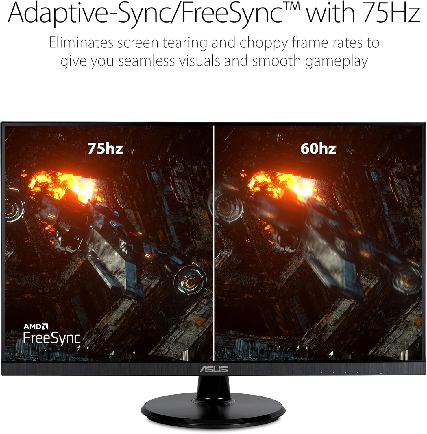 ASUS 27” 1080P Monitor (VA27DQ) - Full HD, IPS, 75Hz, Speakers, Adaptive-sync/FreeSync™, Low Blue Light, Flicker Free, VESA Mountable, Frameless, HDMI, VGA, DisplayPort, Tilt Adjustable, Black