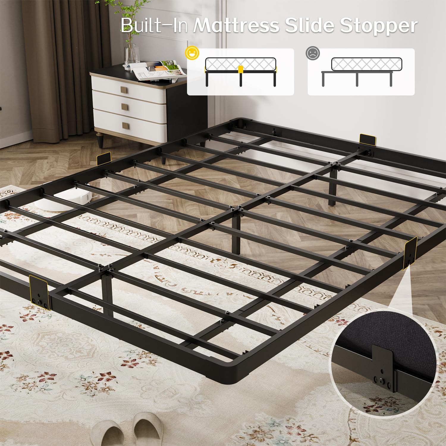 OLEVS Floating Bed Frame Full Size with Smart LED Lights and Charging Station - Modern Metal Platform Bed, Easy Assembly No Box Spring Needed