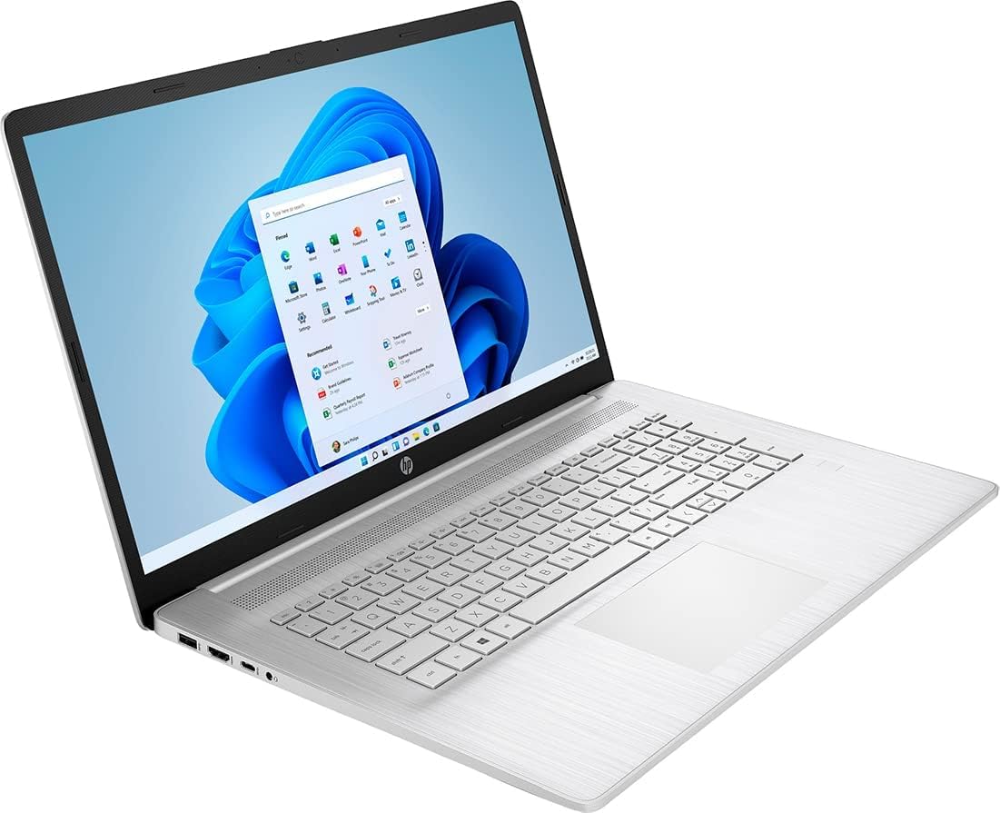 HP Newest Notebook Laptop, 17.3'' Full HD Display, AMD Ryzen 5 5500U Hexa-Core Processor, 16GB RAM, 512GB PCIe SSD, Fingerprint Reader, Wi-Fi, Webcam, HDMI, Windows 11 Home, Natural Silver