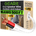 GEARit Speaker Wire 16 Gauge 500 ft, OFC Speaker Cable UL CL2 Rated, 16 AWG Copper Wire with Red/Black Color Coded, Audio Cable for in-Wall Home Theater, School, Church & Commercial Audio(White)