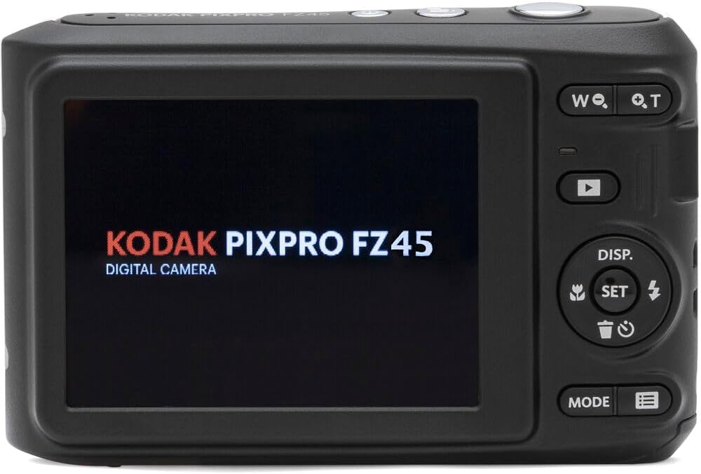 KODAK Pixpro FZ45 Digital Camera Bundle, Includes: SanDisk 64GB SDXC Memory Card, Spare Batteries and Card Reader (4 Items) (White)