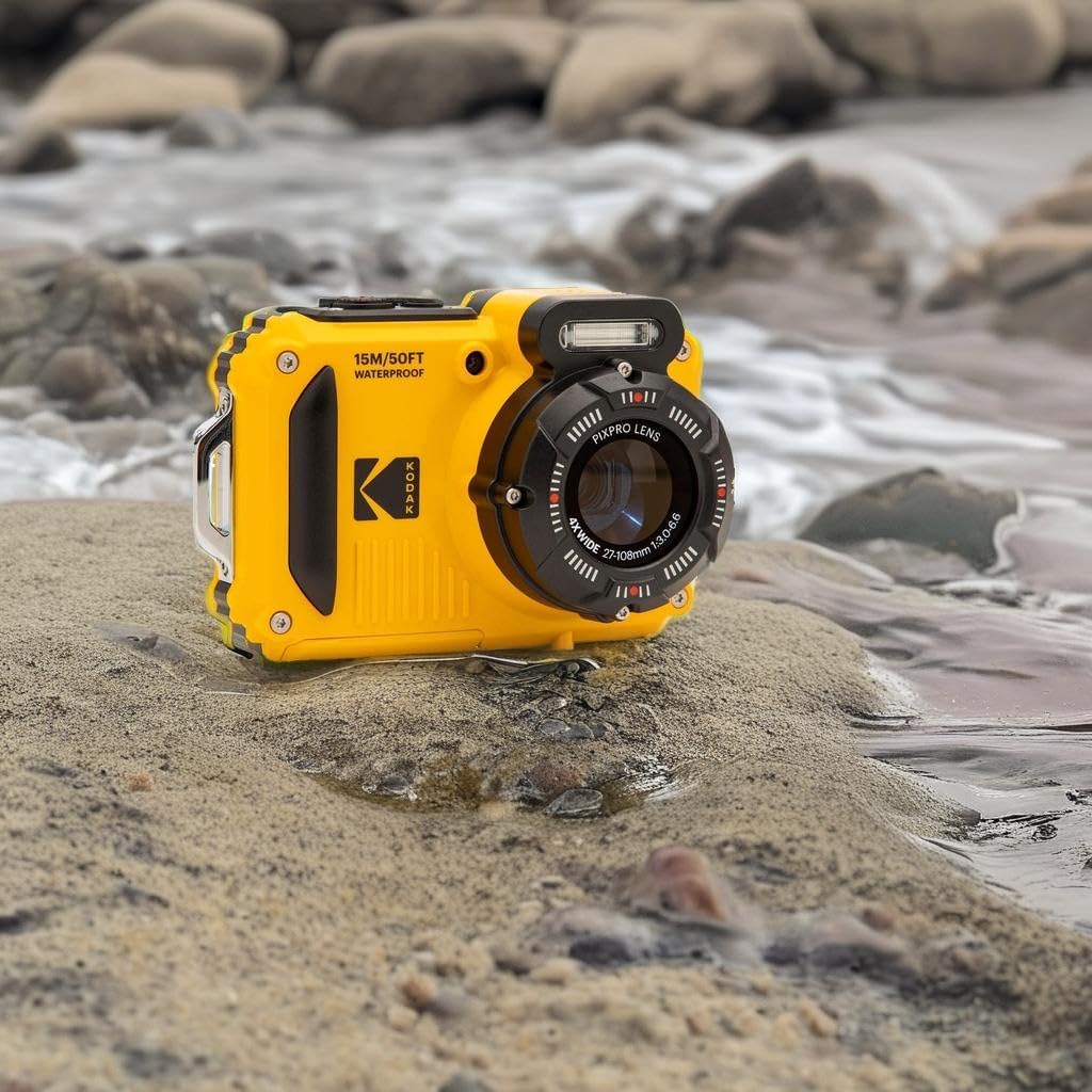 KODAK PIXPRO WPZ2 Waterproof Digital Camera, 16MP with 4X Optical Zoom, Shockproof, Dustproof, 1080p Video, Wi-Fi, Yellow