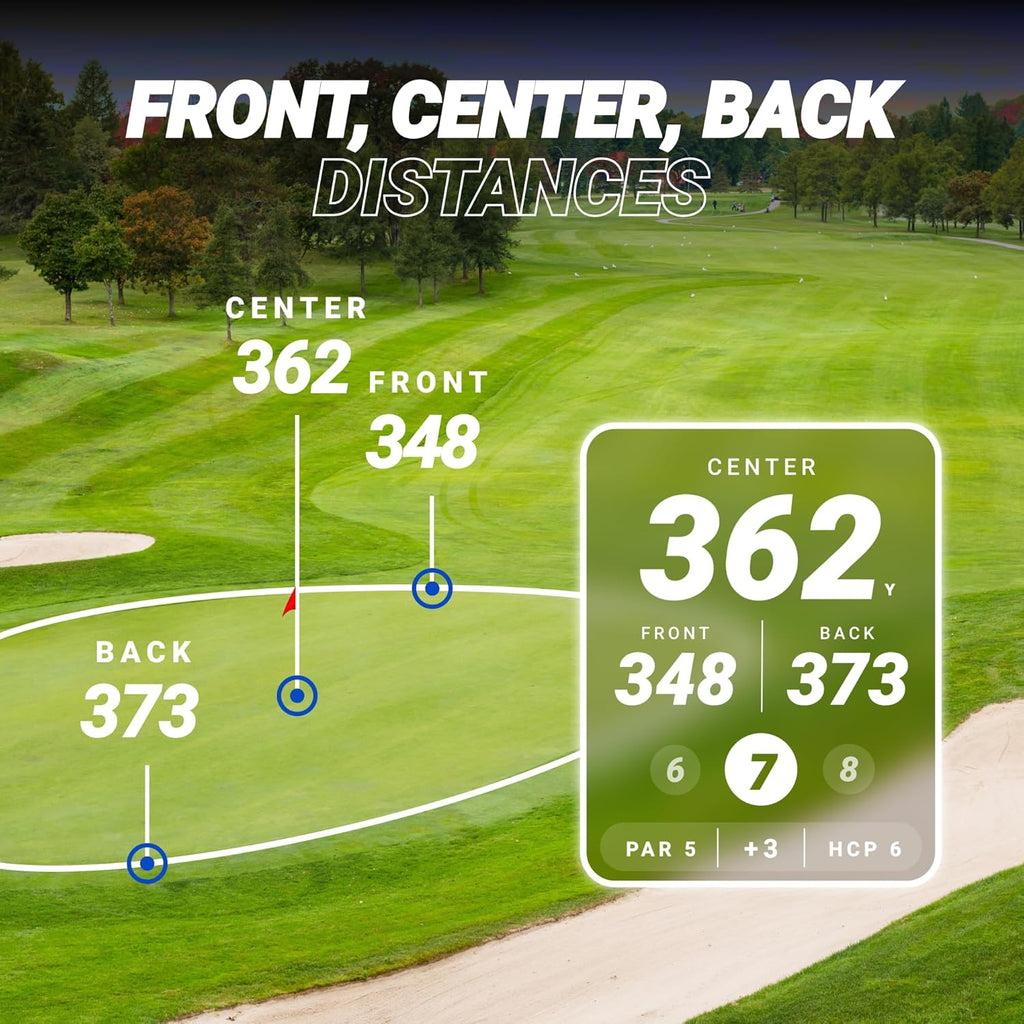 Blue Tees Golf Player+ AI-Powered GPS Speaker - Touchscreen Display, 10+ Hour Battery, 40,000+ Courses, Visual & Audible Distances, Hazard Detection, IPX7 Waterproof (Navy)