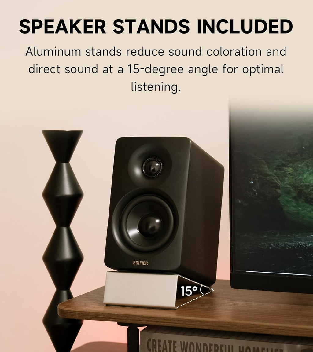 Edifier M60 Multimedia Speaker Bluetooth 5.3, 66W RMS, Hi-Res Audio & Hi-Res Wireless Audio, LDAC,3" Mid Bass & 1" Tweeter, USB-C & Aux Inputs, Compact Desktop Speaker – Black