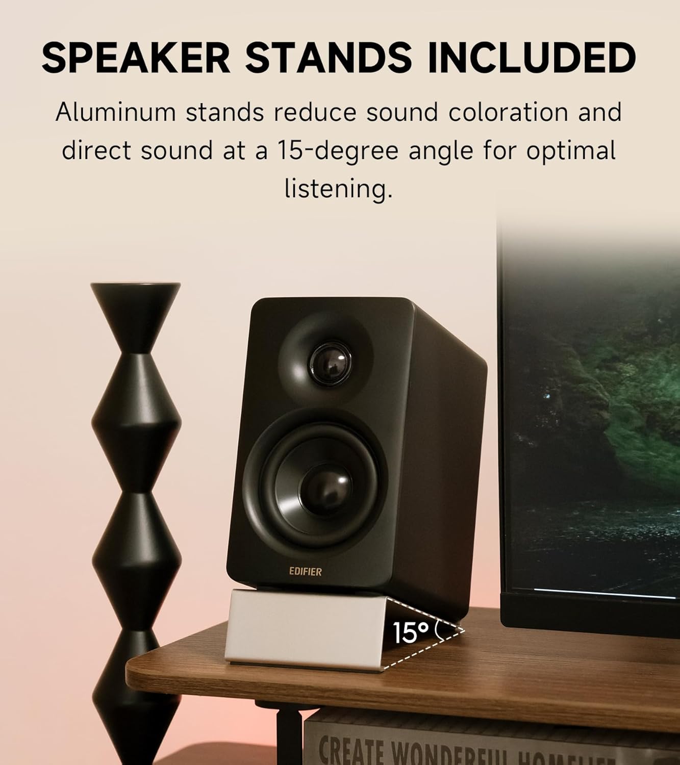 Edifier M60 Multimedia Speaker Bluetooth 5.3, 66W RMS, Hi-Res Audio & Hi-Res Wireless Audio, LDAC,3" Mid Bass & 1" Tweeter, USB-C & Aux Inputs, Compact Desktop Speaker – Black