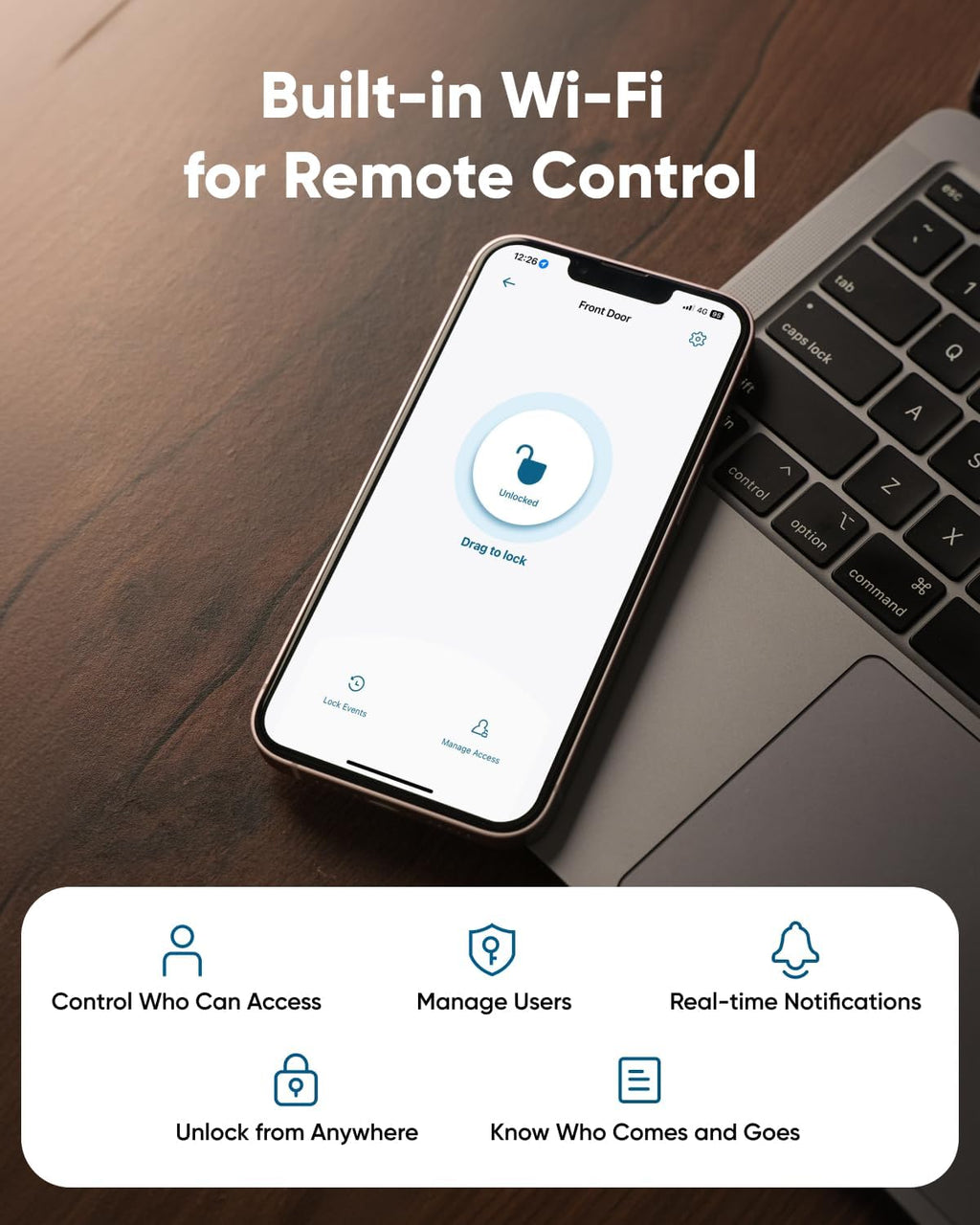 eufy Security Smart Lock C30 with Door Lever, Keyless Entry, Built-in WiFi Deadbolt for Front Door, No Bridge Required, Easy Installation, App Remote Control, Auto Lock
