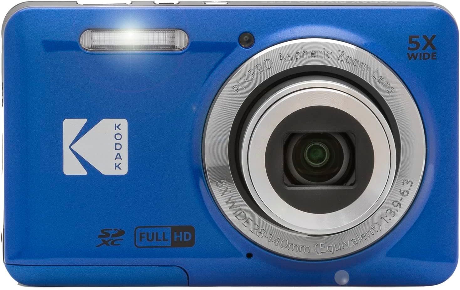 Kodak PIXPRO FZ55 Digital Camera, Blue Bundle with Lexar 32GB High-Performance 800x UHS-I SDHC Memory Card + Deco Photo Point and Shoot Field Bag Camera Case
