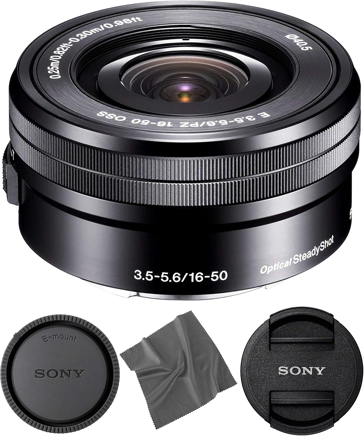 Sony SELP1650 16-50mm OSS Lens: Sony E PZ 16-50mm f/3.5-5.6 OSS Lens (Black) + Pro Starter Bundle Kit Combo - International Version (1 Year Warranty)