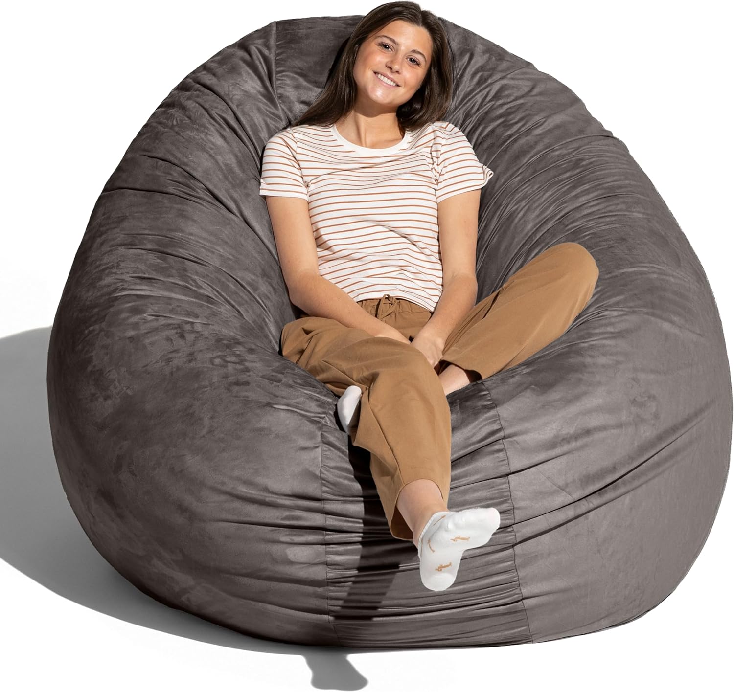 Jaxx 6 Foot Cocoon - 2-in-1 Convertible Bean Bag Bed & Large Bean Bag Chair for Adults, Charcoal