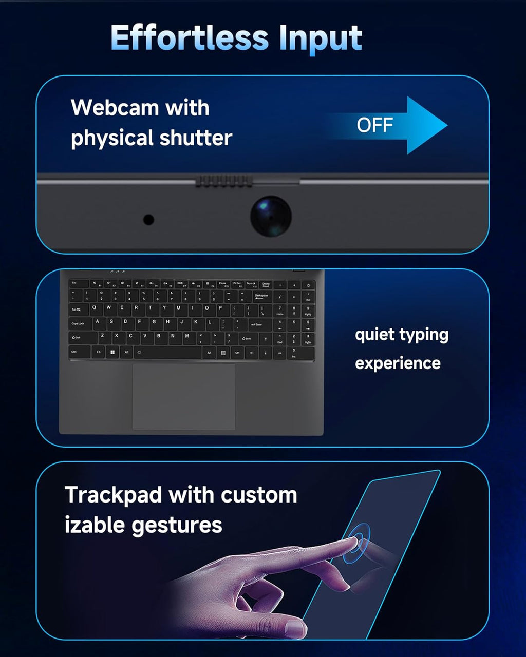 Laptop Computer, 15.6 inch Laptops with 256GB SSD 8GB RAM, Pentium CPU up to 3.4GHz, Long Battery Life, USB 3.2, Type C, TF Card Slot, HDMI, Laptop Good for Business and Student
