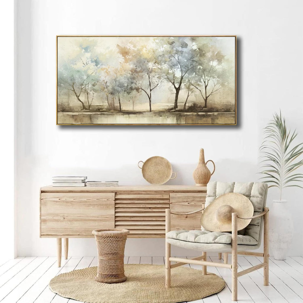 VHMING Abstract Wall Art Artwork Retro Trees Pictures Decor Canvas Painting Framed Ready to Hang Living Room Bedroom and Office Wall Decor 30x60 Inch