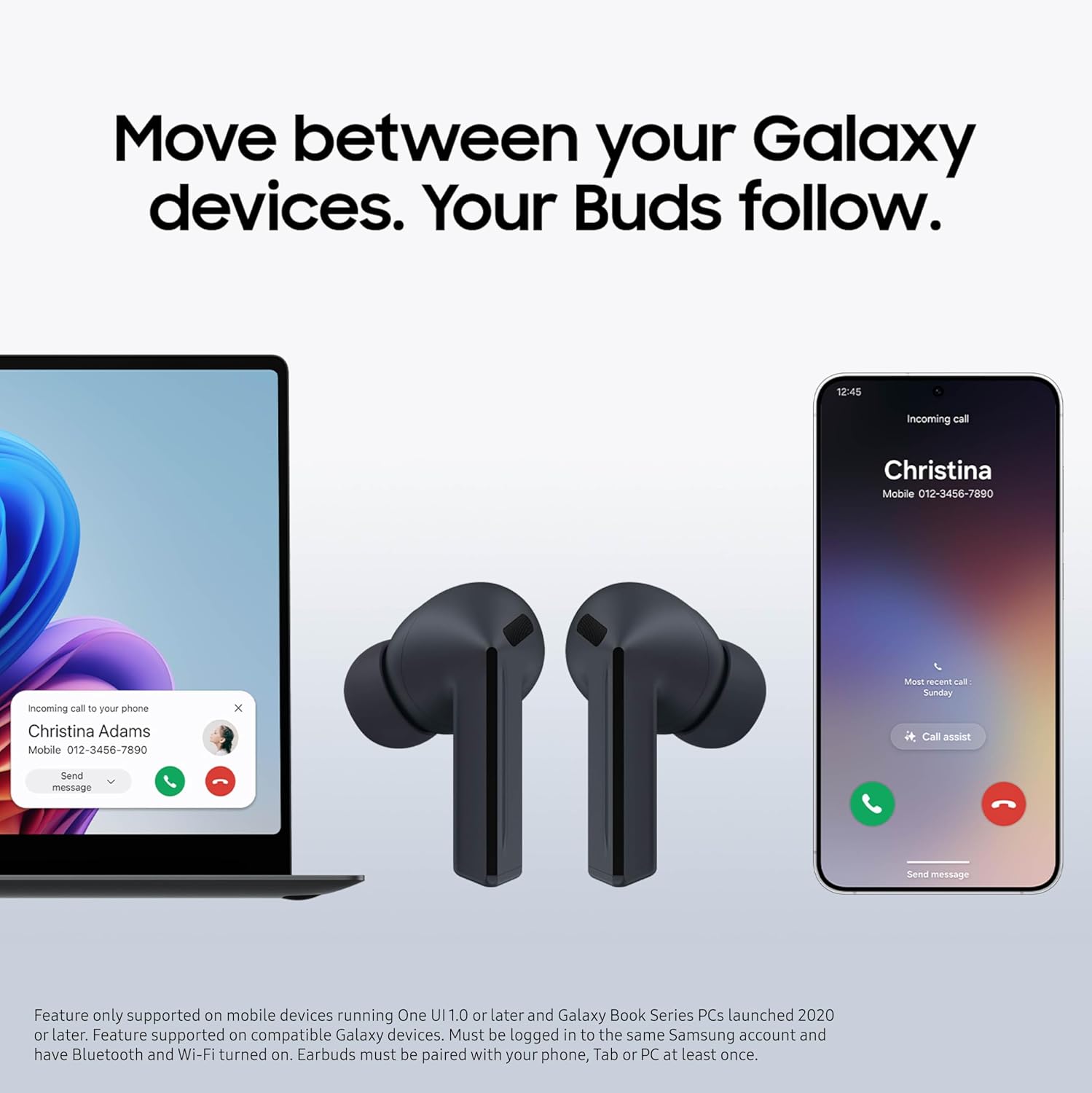 SAMSUNG Galaxy Buds 3 FE (2025) True Wireless Bluetooth Earbuds, Active Noise Cancellation, Powerful Sound, Clear Calls, Long Lasting Battery, Hands Free AI, Black US Version, 2 Year Warranty