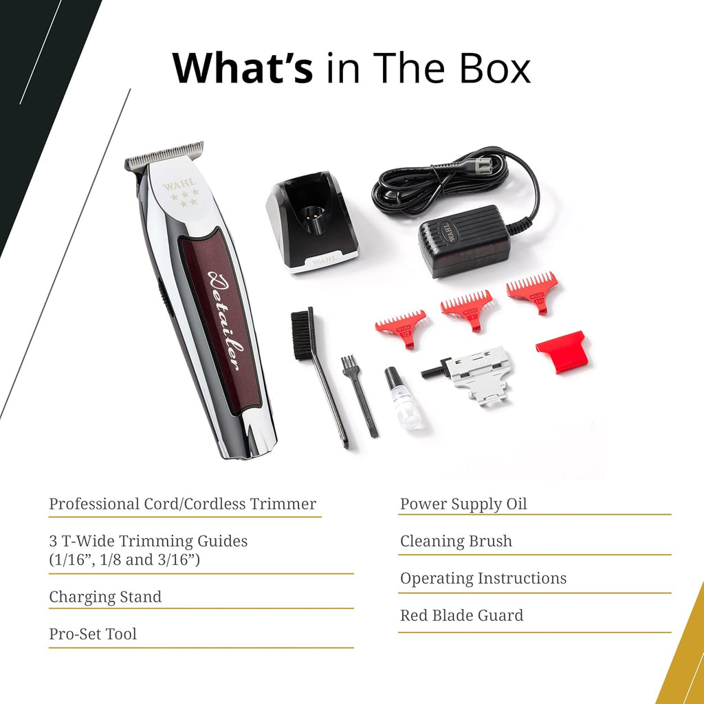 Wahl Professional Cordless Detailer Li, T-Wide Blade, Lithium-Ion Battery, 100-Minute Run Time