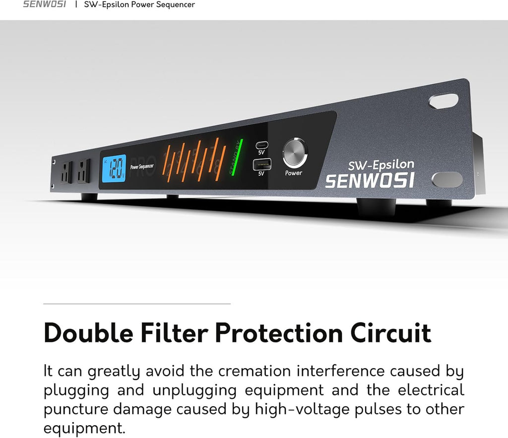 SW-Epsilon 10 Socket Power Conditioner/Surge Sequencer USB Type-C/Type-A Charger