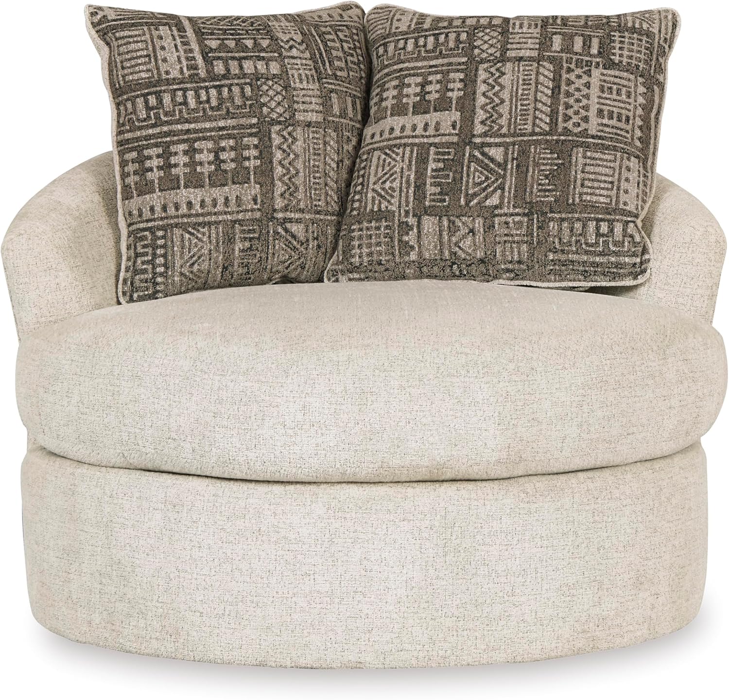 Signature Design by Ashley Soletren Contemporary Chenille 360-Degree Swivel Accent Chair, Off-White