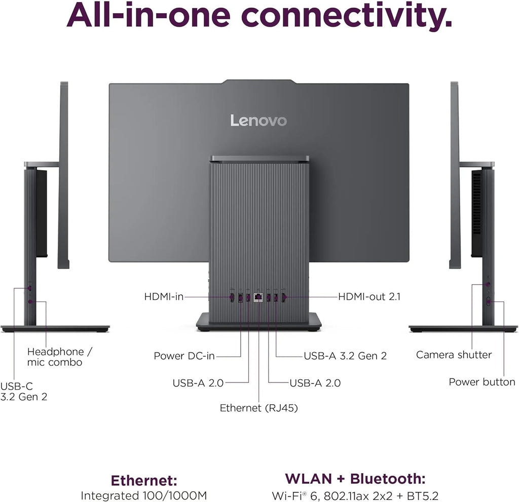 Lenovo ThinkCentre All-in-One Desktop Computer, 27" FHD IPS Display, 8-core Intel Core i5-13420H, 16GB DDR5, 512GB SSD, Wi-Fi 6, USB-C, HDMI in&Out, Wired KB&Mouse, Windows 11 Pro