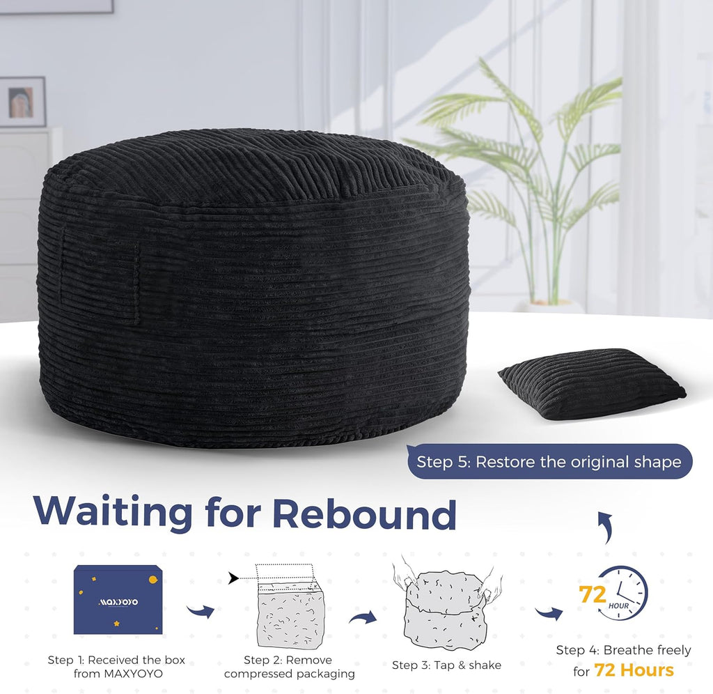 MAXYOYO Giant Bean Bag Chair Bed with Pillow, Convertible Beanbag Sofa to Floor Bed, Lazy Chair Couch with Removable Cover, High-Density Shredded Foam Filling, Cozy Lounge for Bedroom Living Room