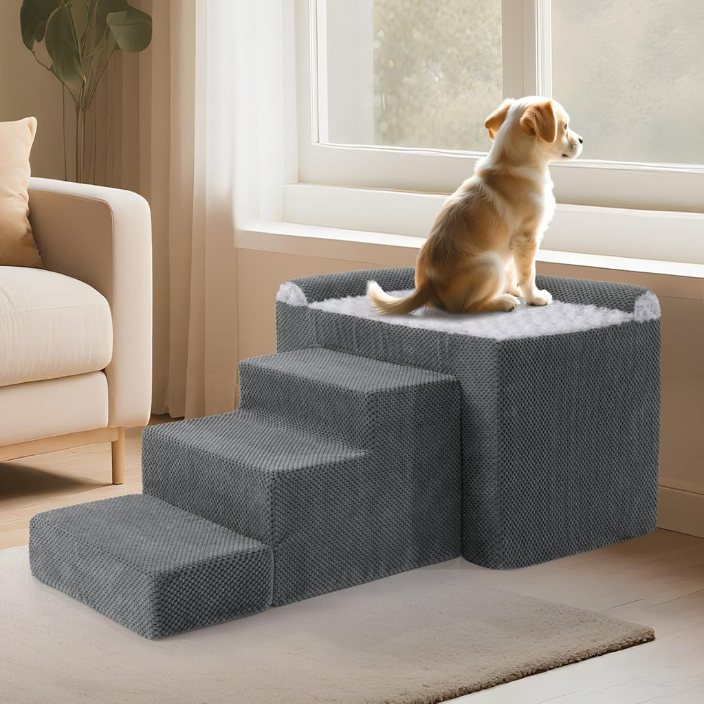 HOMBYS Stable Foam Dog Window Perch & Orthopedic Bed with Reinforced Metal Frame for Long-Lasting Support, Pet Bunk Bed for Dogs, Joint Relief & Window Viewing (Height 15.7")