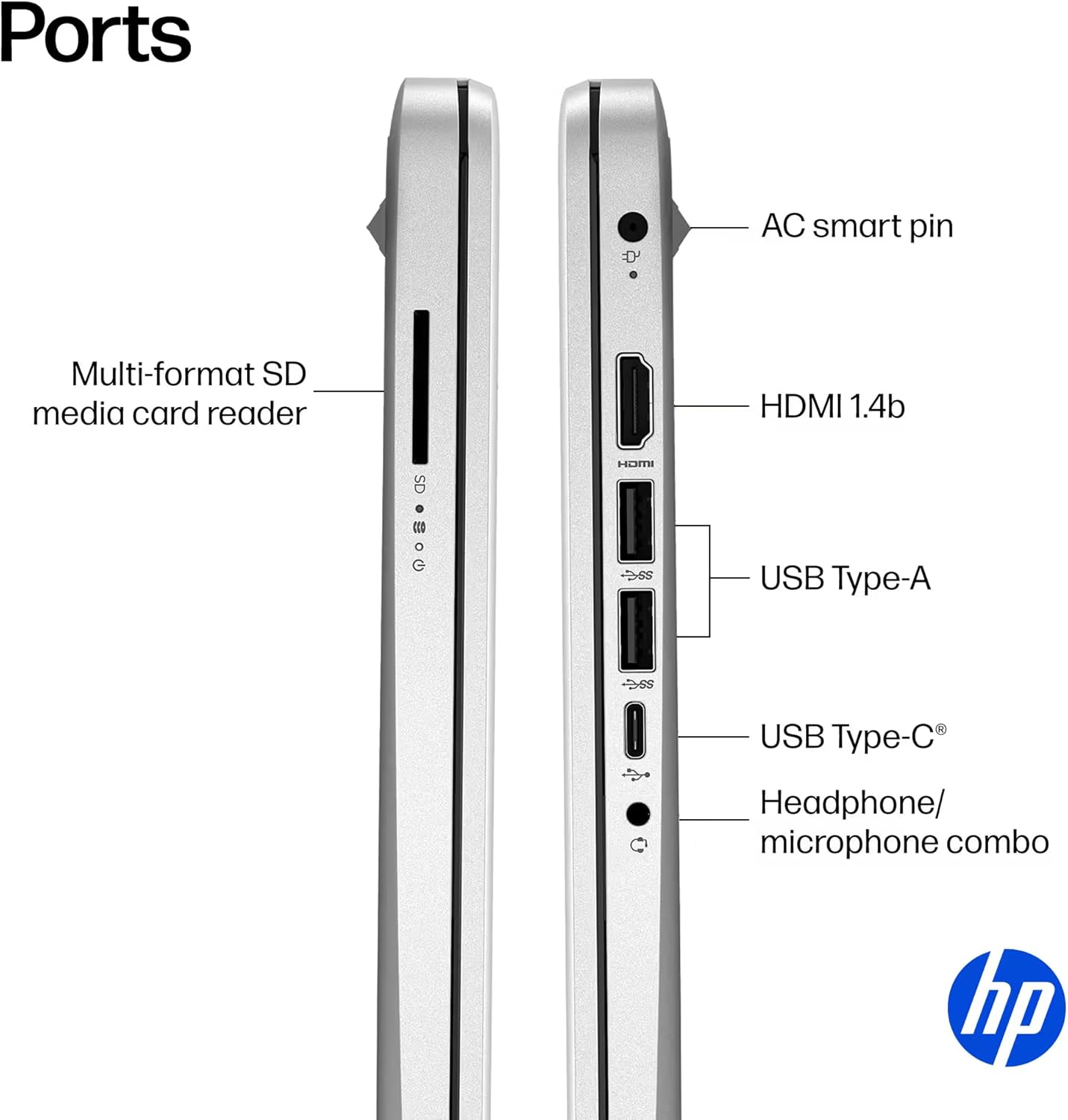 HP 14” Ultra Light Thin Laptop Computer 2026 Premium, MS Office, Copilot AI, 4-Core Intel CPU, 4GB DDR5 RAM, 628GB Storage (128GB UFS+500GB Ext), Long Battery, MarxsolAccessory, Win 11 Pro, Silver