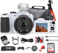 Kodak Pixpro AZ255 Digital Camera in White (AZ255WH) Bundle Including: 128 GB Memory Card, Rechargeable Batteries, Case, Flexible Tripod, Neck Strap, Lens Caps, Full Cleaning Kit, More Accessories