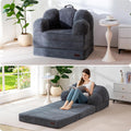 MAXYOYO Folding Sofa Bed, Floral-Shaped Convertible Floor Sofa Couch with Backrest, 2 in 1 Comfy Lounger Bean Bag Chair with Handle, Floor Single Sleeper Couch for Living Room Bedroom, Dark Grey