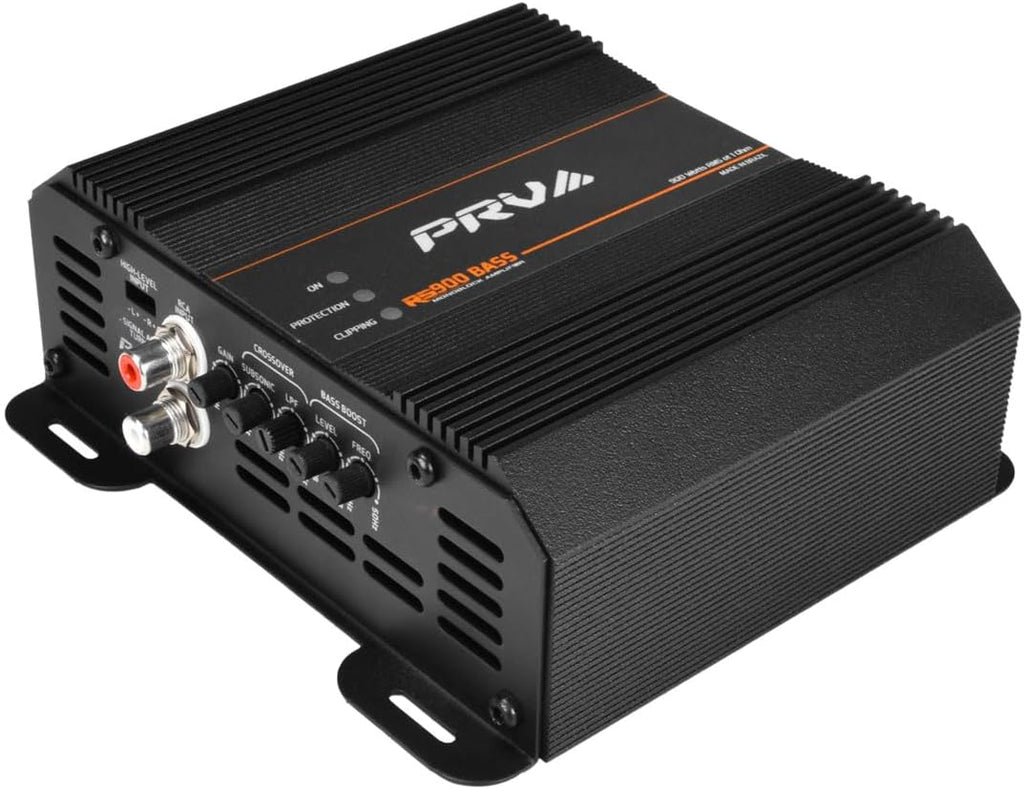 PRV AUDIO 900 Watts Mono Subwoofer Car Audio Amplifier RS900 BASS 1 Ohm – 12 Volts Monoblock Class D Amp, Built-in Crossover & Bass Boost with High Level Inputs