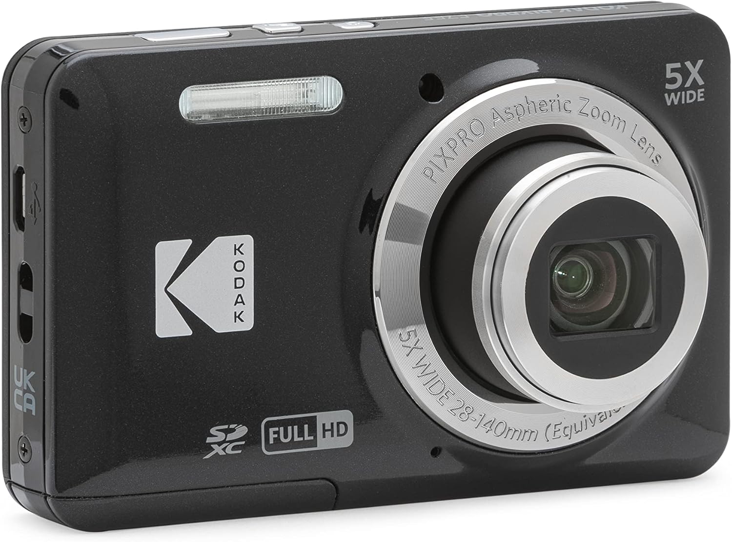 Kodak PIXPRO FZ55 Digital Camera (Black) + Point & Shoot Camera Case + Sandisk 128GB SDXC Memory Card