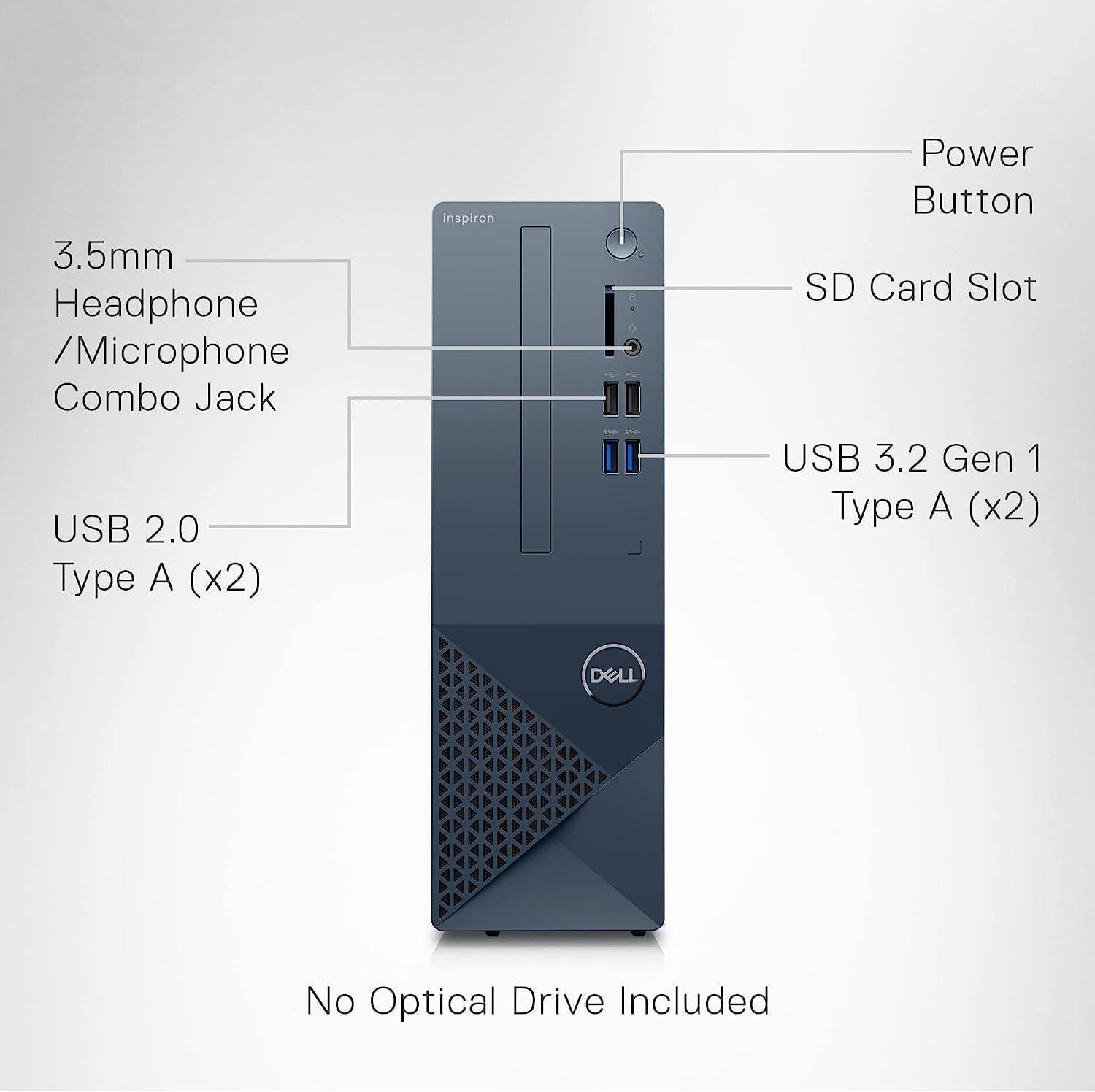 DELL Inspiron 3020S Small Desktop, Intel i5-13400, 16GB DDR4 RAM,512GB SSD, Intel UHD 730 Graphics, Win 11 Pro, Bluetooth, WiFi, Mist Blue