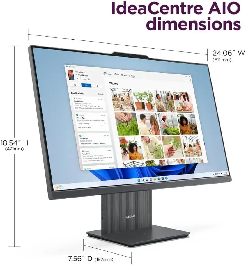 Lenovo IdeaCentre All-in-One Desktop Computer, 27" FHD Touchscreen, 6-core AMD Ryzen 5 8645HS, 16GB DDR5, 1TB SSD, Wi-Fi 6, HDMI in&Out, Wireless Charging Base, Wireless KB&Mouse, Windows 11 Home