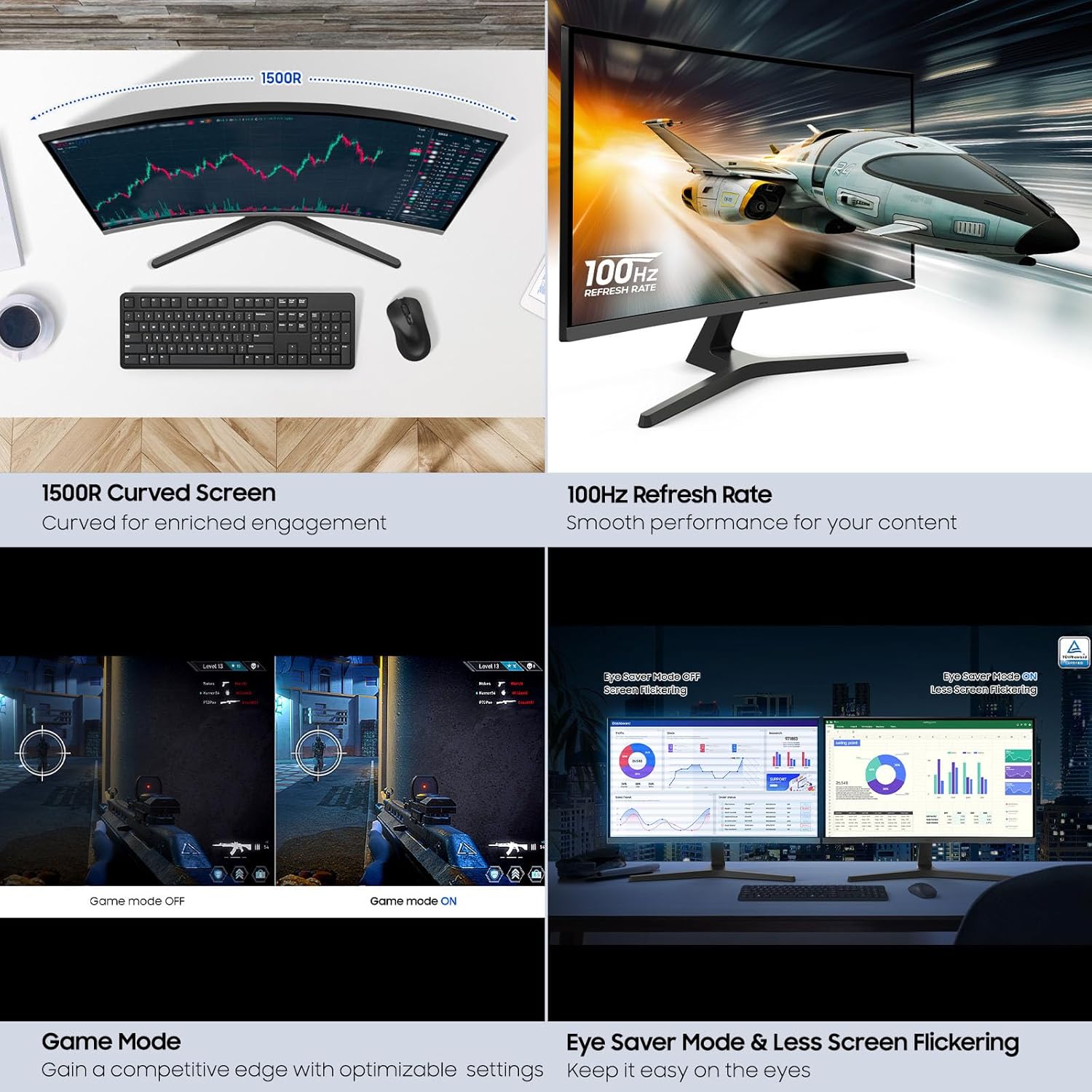 Samsung 32-inch S3 (S39GD) FHD 100Hz Curved Monitor, Game Mode, Eye Saver Mode, Multiple Connectivity with HDMI Port, Built-in Speakers, LS32D39DGANXZA, 2025
