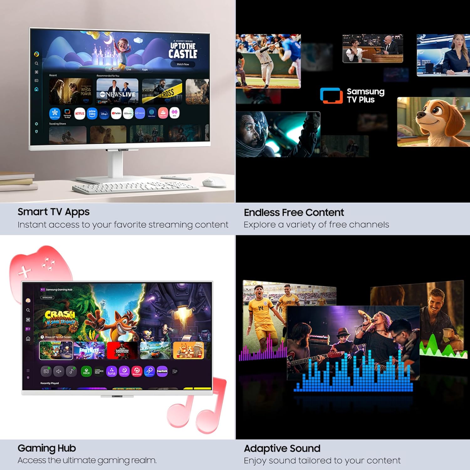 Samsung 27-Inch M5 (M50F) Series FHD Smart Monitor with Streaming TV, Speakers, HDR10, Gaming Hub, Multiple Ports, Workout Tracker, Vision Accessibility Tools, White, LS27FM503ENXZA