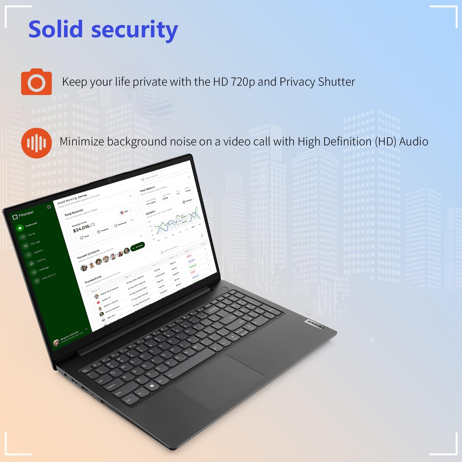 Lenovo Laptop V15 for Business, Home, Student, 15.6" FHD Anti-Glare, AMD Ryzen 7 7730U, 16GB RAM, 512GB SSD, HDMI, Type-C, Numeric Keypad, Webcam w/ Shutter, Wi-Fi 6, Win 11 Pro w/ AI Copilot, Black