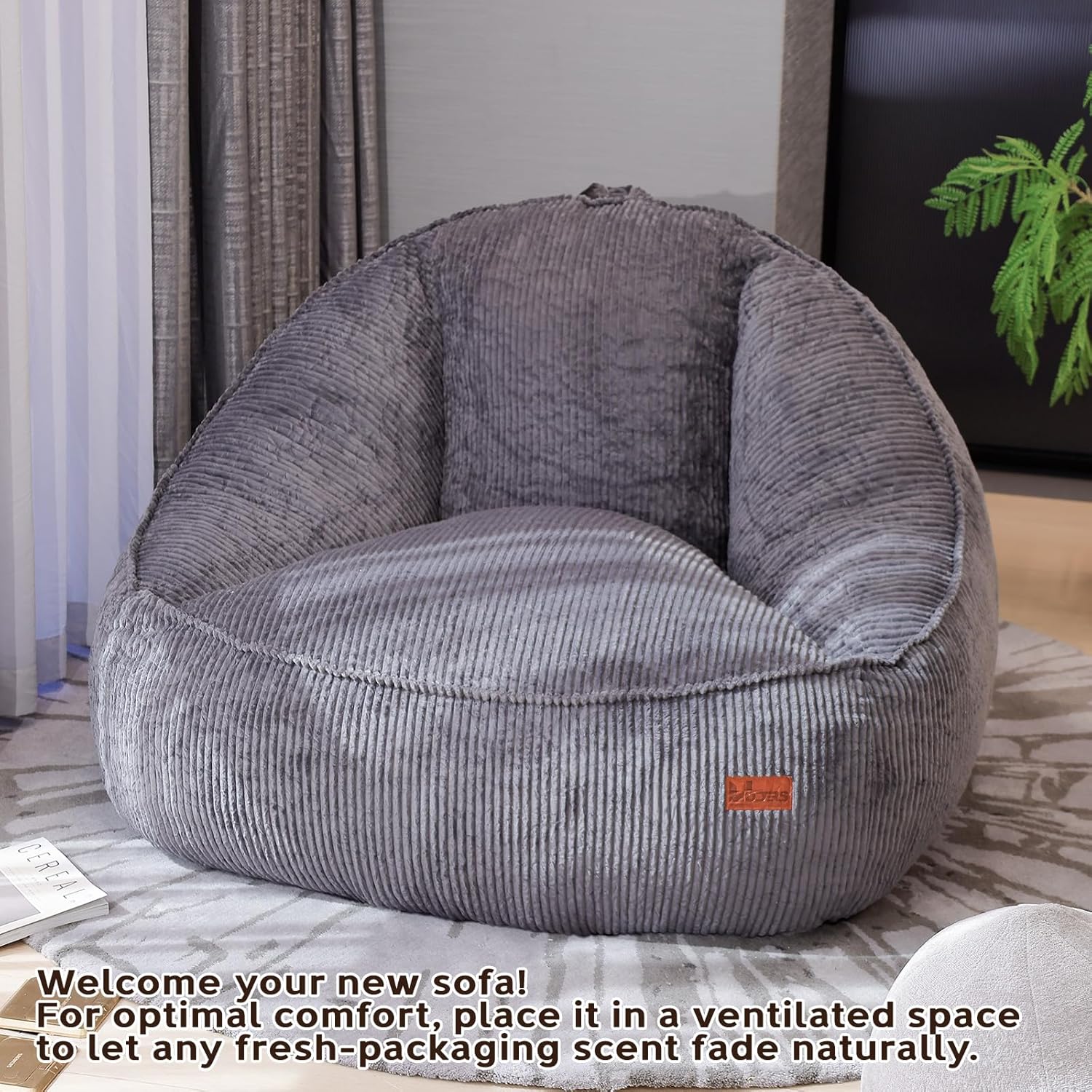 Bean Bag Chair, Cozy Fluffy Beanbag Chairs with Filler for Teens and Kids, Floor Lazy Sofa for Living Room Gaming & Reading (M-Charcoal)
