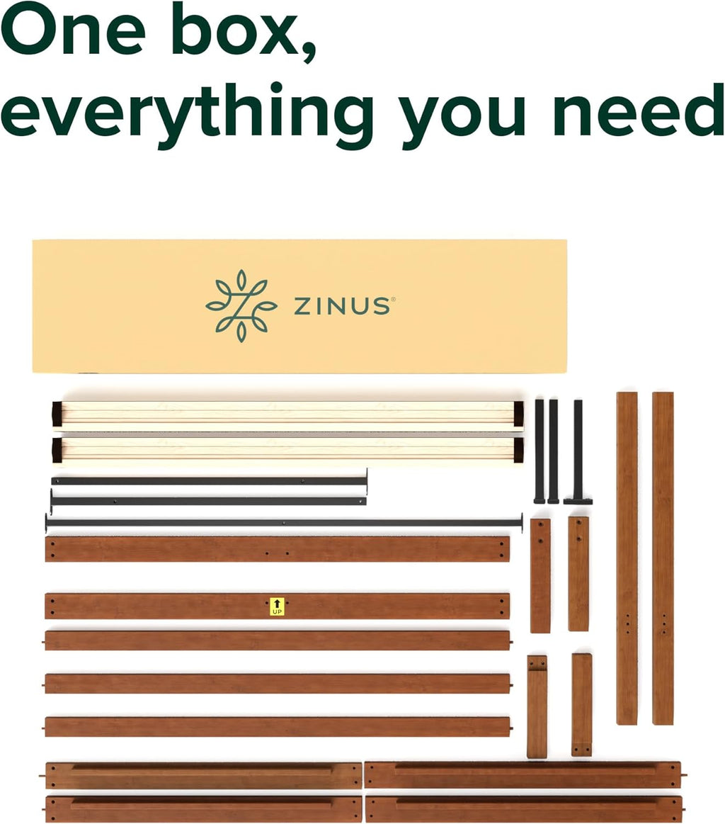 Zinus Leah Bamboo Platform Bed Frame with Headboard, No Box Spring Needed, Wood Slat Support, Easy Assembly, Queen