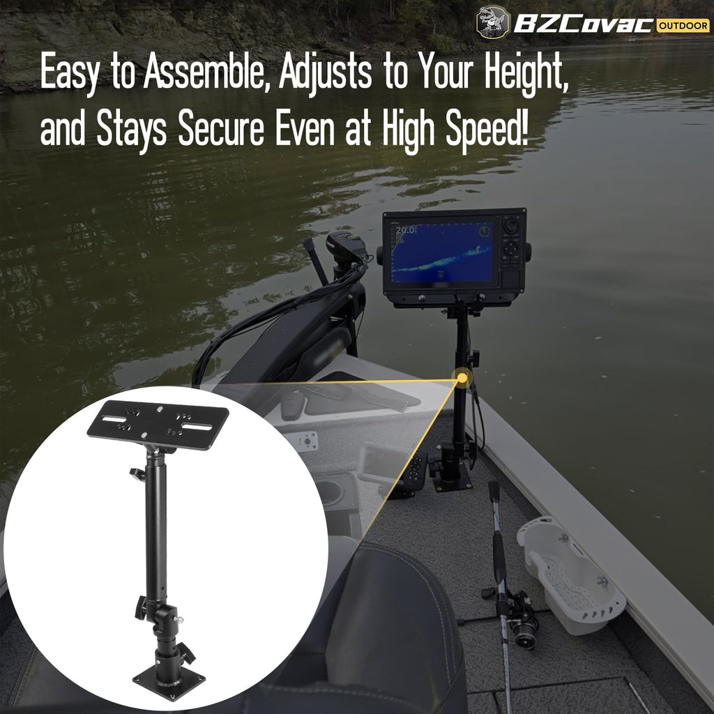Marine Electronic Mount, Fish Finder Bracket, Anodized Aluminum Monitor Mount with 350° Swivel, Adjustable Height, Easy to Install, Mounting Plate Fits Most Monitors