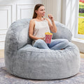 Hobestluk Bean Bag Chair Giant Bean Bag Chairs for Adults Big Bean Bag Chair with Memory Foam Filler Adults Large Beanbag with Faux Fur Cover for Bedroom (Plush Grey,Oversize)