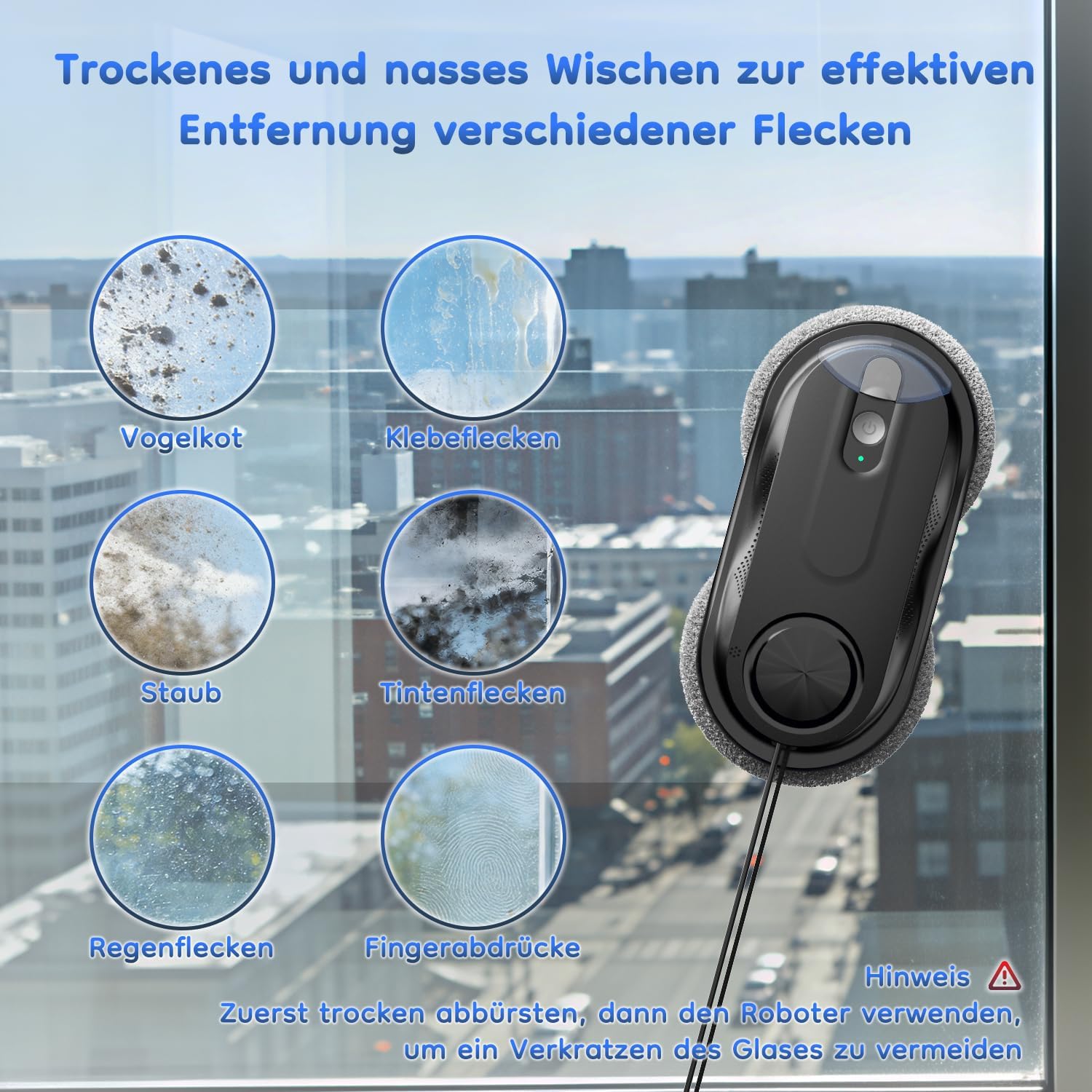 Obito X3 Window Cleaning Robot, Dual Nozzles with Ultrasonic Spray, 5.0 AI Path Planning, Max 3200Pa & Steady-Climbing System, Automatic Edge Detection, Robot Window Cleaner Inside/Outside, Black