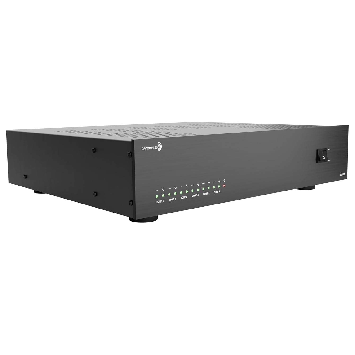 Dayton Audio MA1280 Multi-Zone 12-Channel Class-D Amplifier, 12 x 80W (160W Bridged), 6 Stereo Zones, 8 Inputs, Rack-Mountable